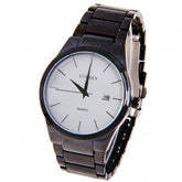 Black Stainless Steel Watch (White 4.3cm Dial)